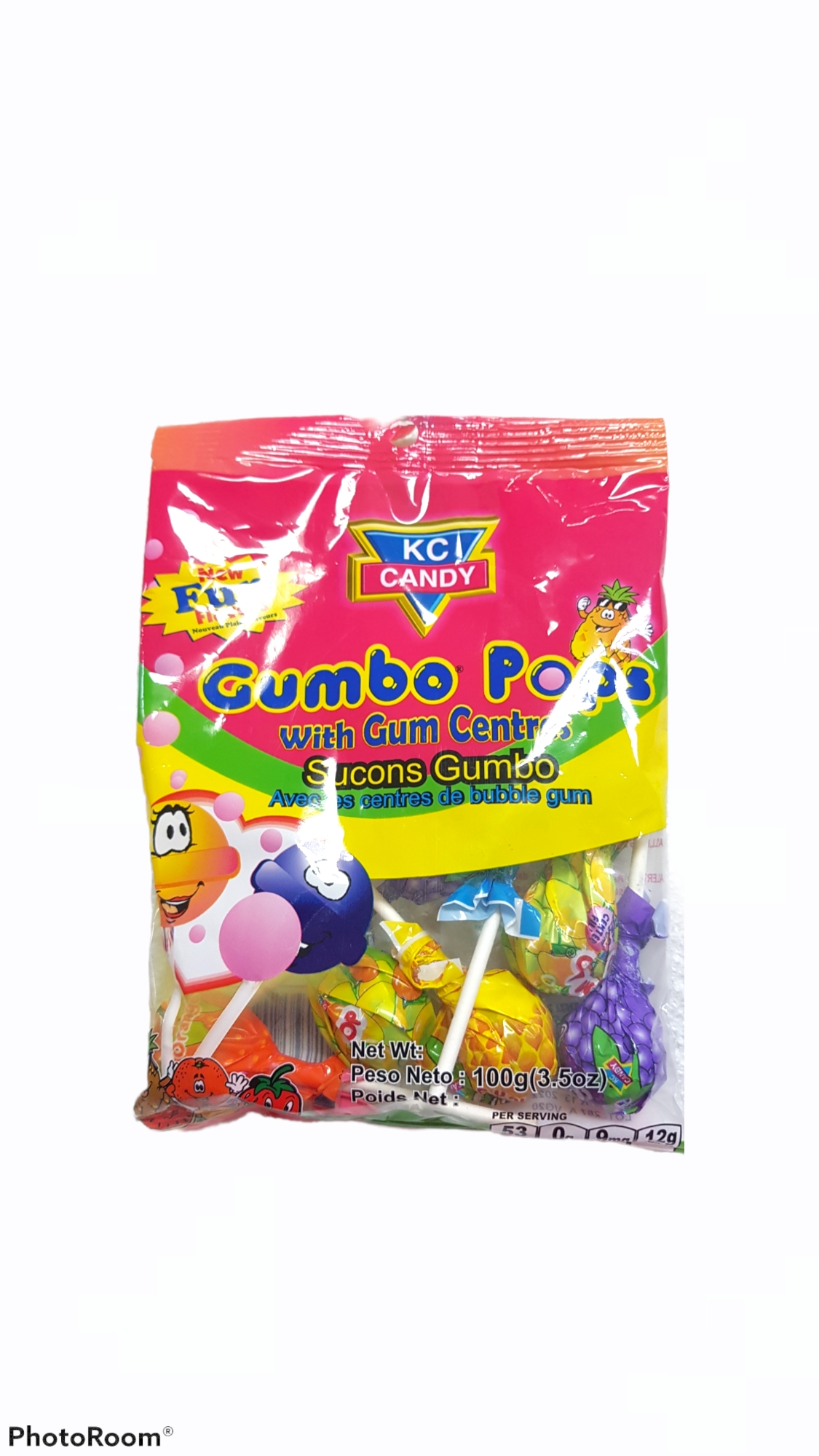 KC CANDY GUMBO POPS WITH GUM CENTRES 100G - Mr. Nice Guy