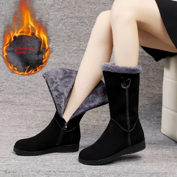 Winter Boots for Women Fluffy Fur Snow Boots Fashion Mid-calf Winter Boot Side Zip Mid-calf Cotton Shoes Women Platform Booties