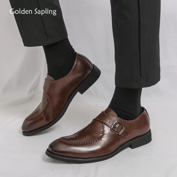 Golden Sapling Men's Formal Shoes Dress Flats Comfortable Derby Loafers Casual Business Men Shoe Fashion Leather Male Footwear
