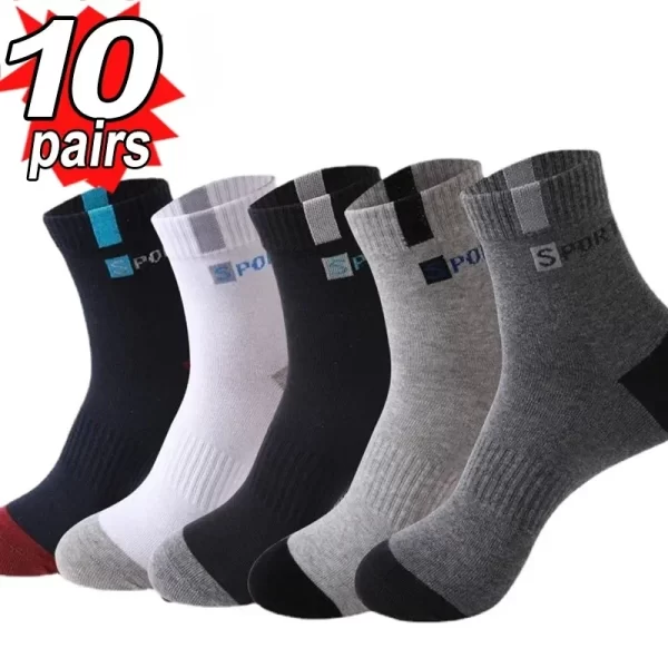 10/5/3pairs Breathable Con Sports Stockings Men Bamboo Fiber Autumn and Winter Men Socks Sweat Absorption Deodorant Business Sox