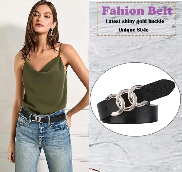 Quality Women's Belt Gold/Silver Buckle Belt Black leather belt Fashion Dress Pants Jeans belts for women