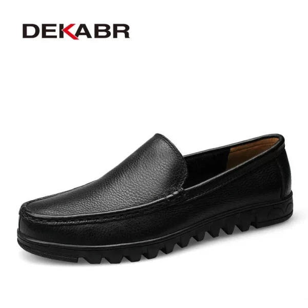DEKABR Men Shoes Genuine Leather Black Brown Men Flat Shoes Classic Hand Sewing Men Flats Zapatos Hombres Big Size 37-48