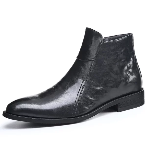 2025 New Designer British-style Chelsea Boots for Men Solid Color Side Zipper Pointed Toe High-top Cow Leather Shoes Boots Man