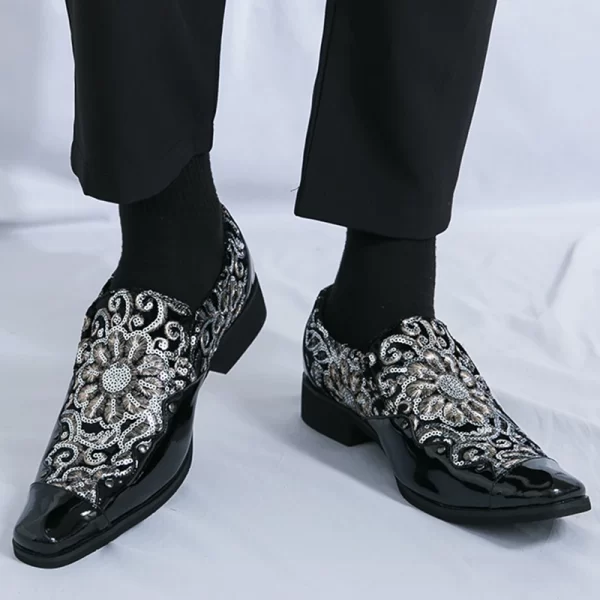 New Men's Pointed Rivet Sequin Mixed Loafers Male Dress Casual Moccasins Shoes Party Driving Flats Footwear Zapatos Hombre
